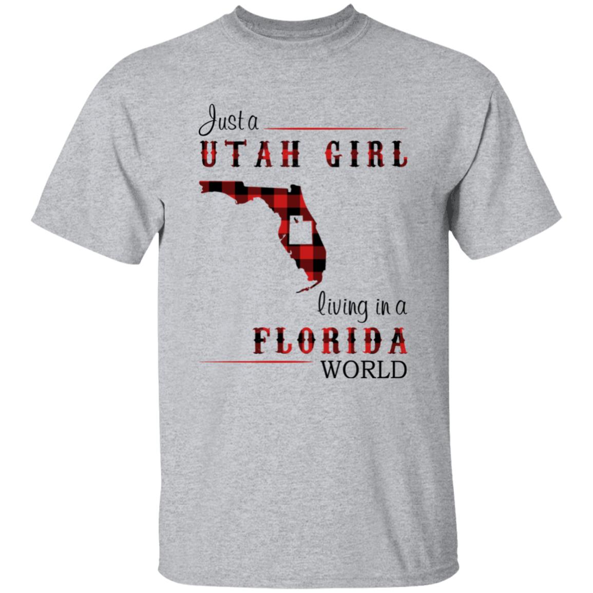 Just A Utah Girl Living In A Florida World T-shirt - T-shirt Born Live Plaid Red Teezalo