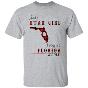 Just A Utah Girl Living In A Florida World T-shirt - T-shirt Born Live Plaid Red Teezalo