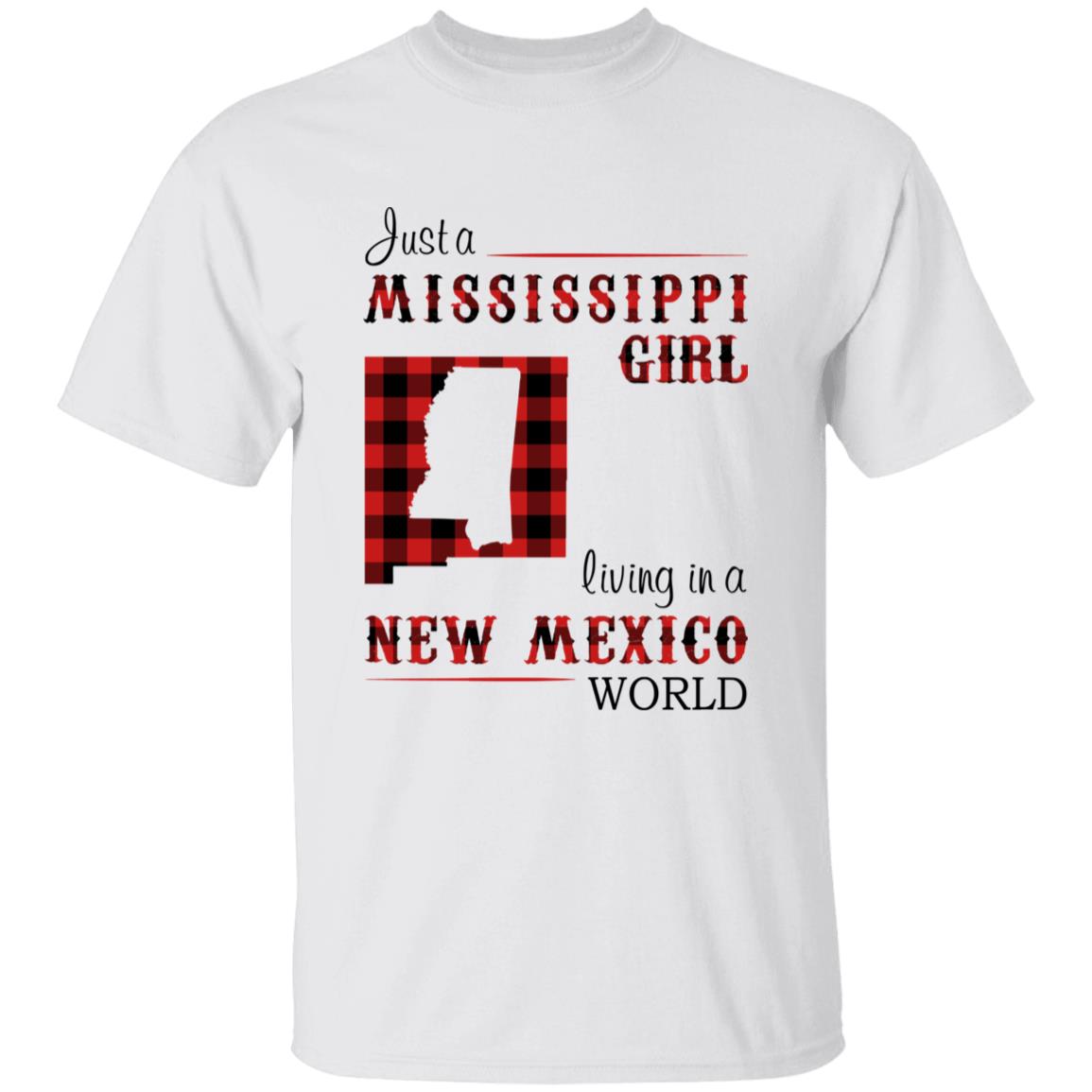 Just A Mississippi Girl Living In A New Mexico World T-shirt - T-shirt Born Live Plaid Red Teezalo
