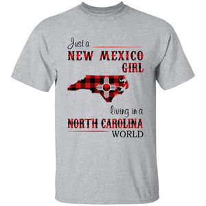 Just A New Mexico Girl Living In A North Carolina World T-shirt - T-shirt Born Live Plaid Red Teezalo