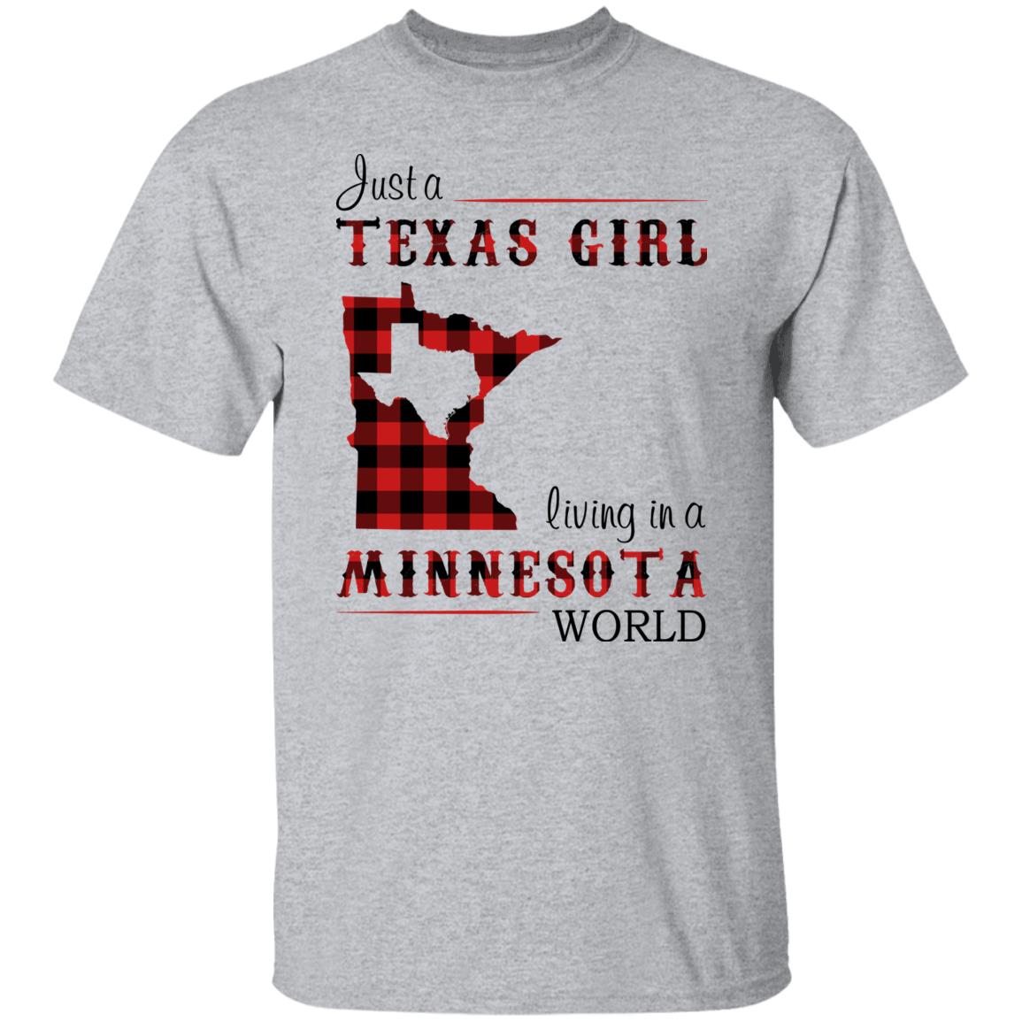 Just A Texas Girl Living In A Minnesota World T- Shirt - T-shirt Born Live Plaid Red Teezalo