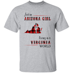Just An Arizona Girl Living In A Virginia World T-shirt - T-shirt Born Live Plaid Red Teezalo