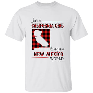 Just A California Girl Living In A New Mexico World T-Shirt - T-shirt Born Live Plaid Red Teezalo