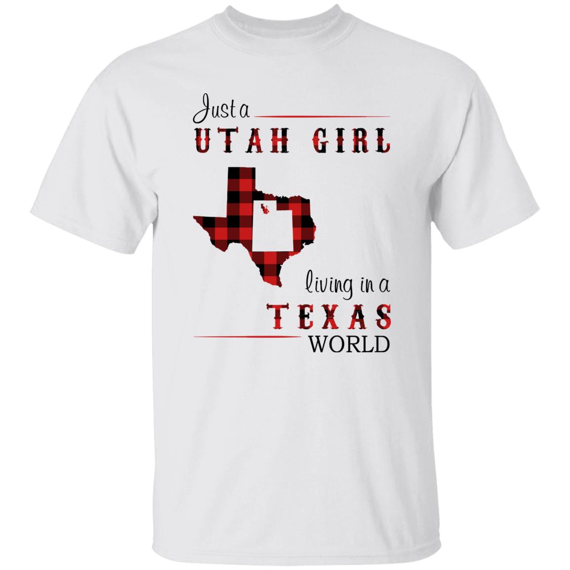 Just A Utah Girl Living In A Texas World T-shirt - T-shirt Born Live Plaid Red Teezalo