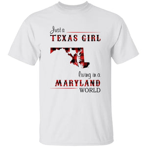Just A Texas Girl Living In A Maryland World T-shirt - T-shirt Born Live Plaid Red Teezalo