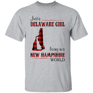 Just A Delaware Girl Living In A New Hampshire Girl T-shirt - T-shirt Born Live Plaid Red Teezalo