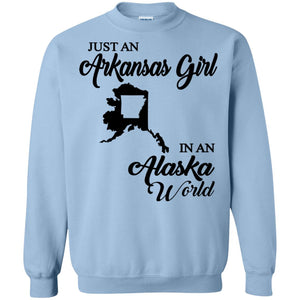 Just An Arkansas Girl In A Alaska World T-Shirt - T-shirt Teezalo