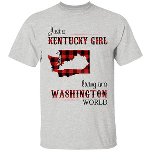 Just A Kentucky  Girl Living In A Washington World T-shirt - T-shirt Born Live Plaid Red Teezalo