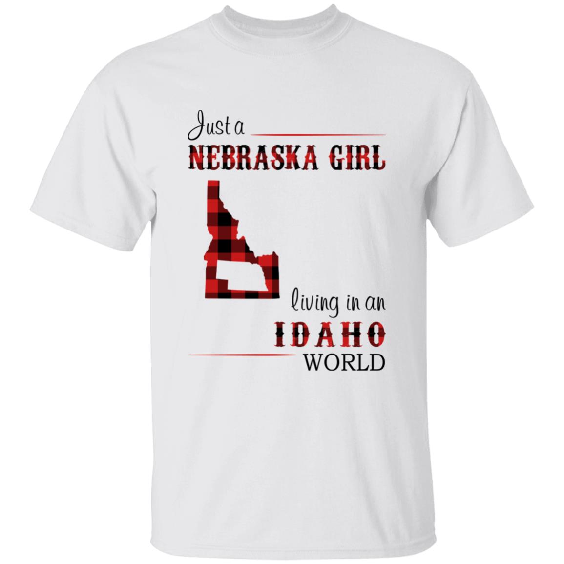 Just A Nebraska Girl Living In An Idaho World T-shirt - T-shirt Born Live Plaid Red Teezalo