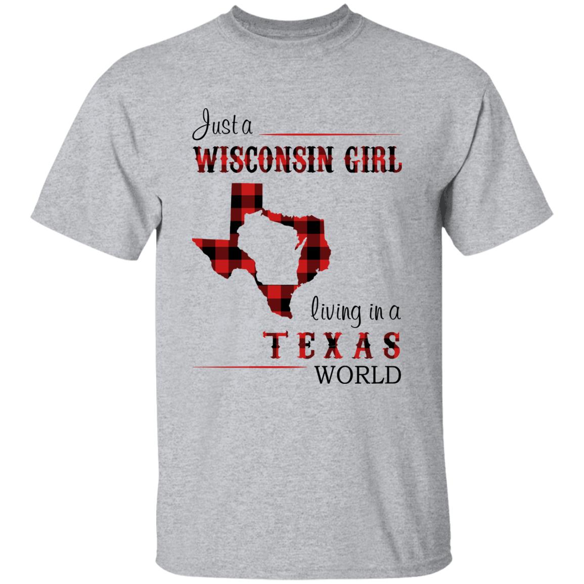 Just A Wisconsin Girl Living In A Texas World T-shirt - T-shirt Born Live Plaid Red Teezalo