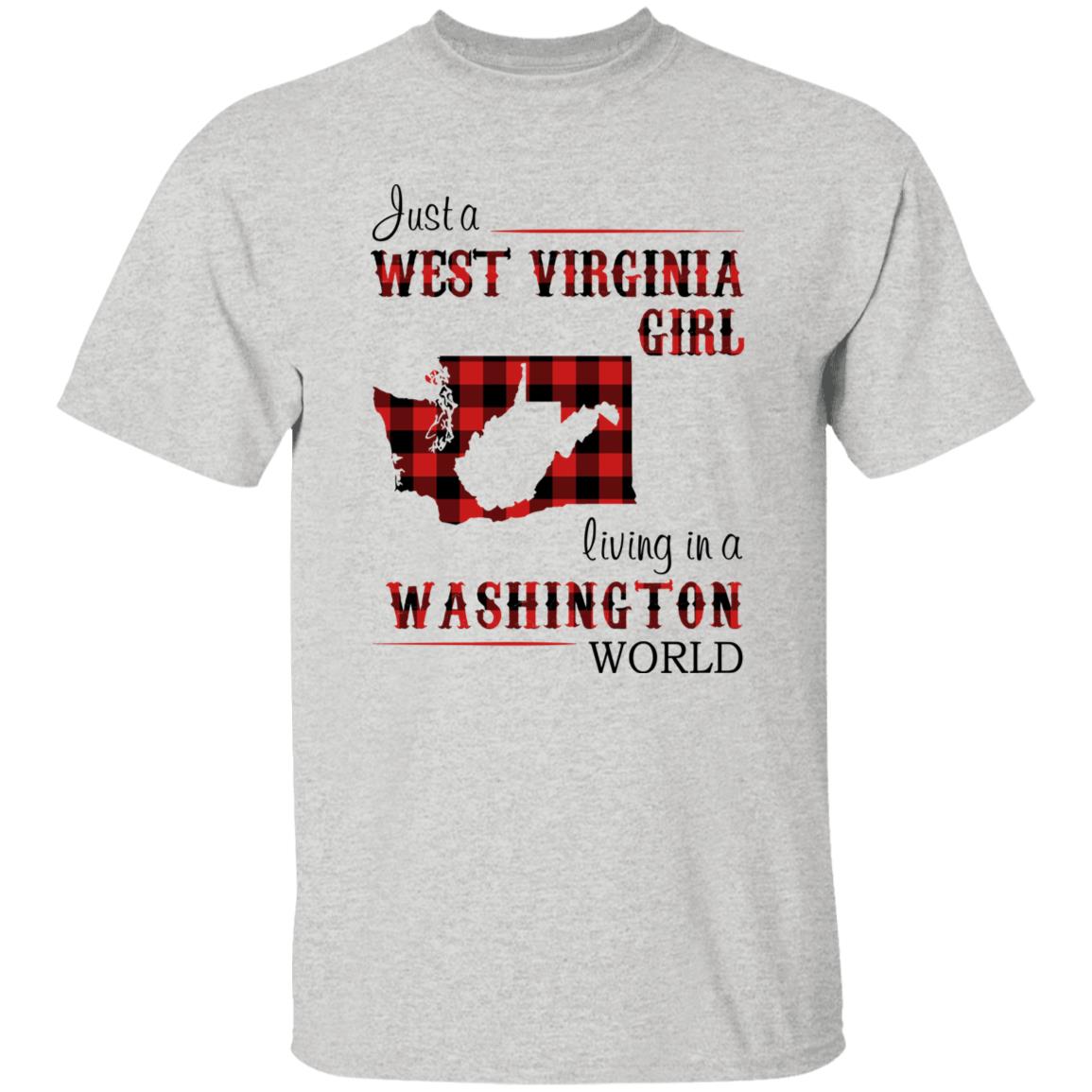Just A West Virginia Girl Living In A Washington World T-shirt - T-shirt Born Live Plaid Red Teezalo