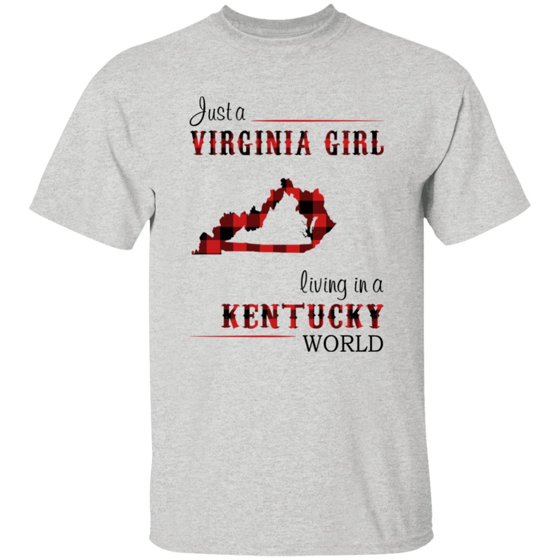 Just A Virginia Girl Living In A Kentucky World T-shirt - T-shirt Born Live Plaid Red Teezalo