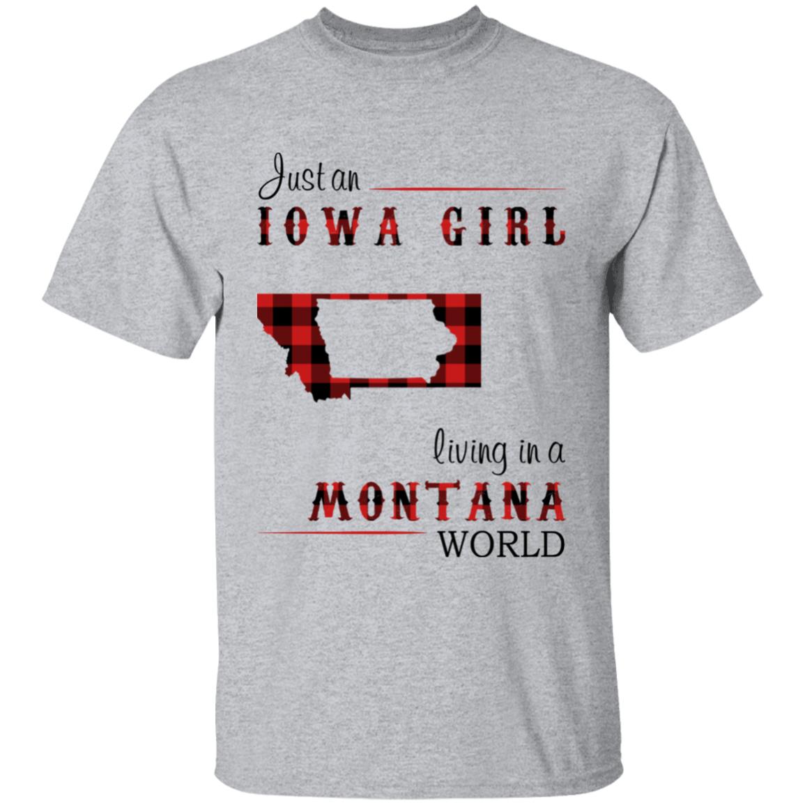 Just An Iowa Girl Living In A Montana World T-shirt - T-shirt Born Live Plaid Red Teezalo