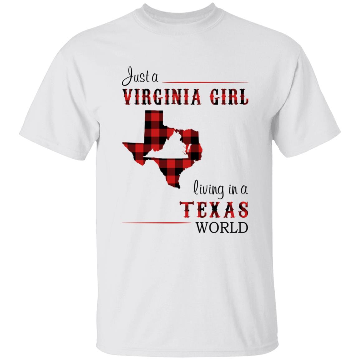 Just A Virginia Girl Living In A Texas World T-shirt - T-shirt Born Live Plaid Red Teezalo