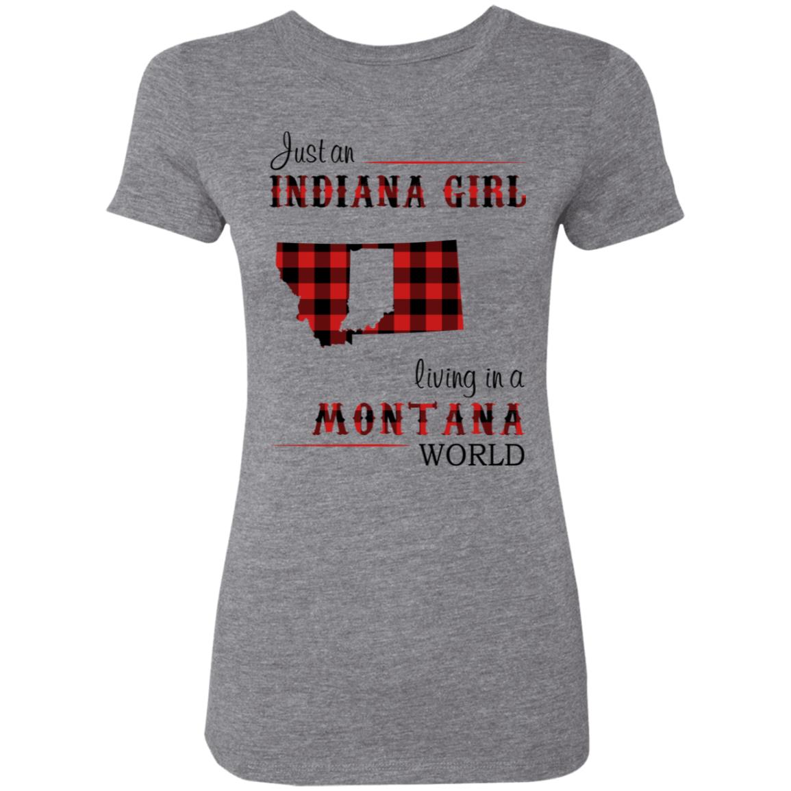 Just An Indiana Girl Living In A Montana World T-Shirt - T-shirt Born Live Plaid Red Teezalo