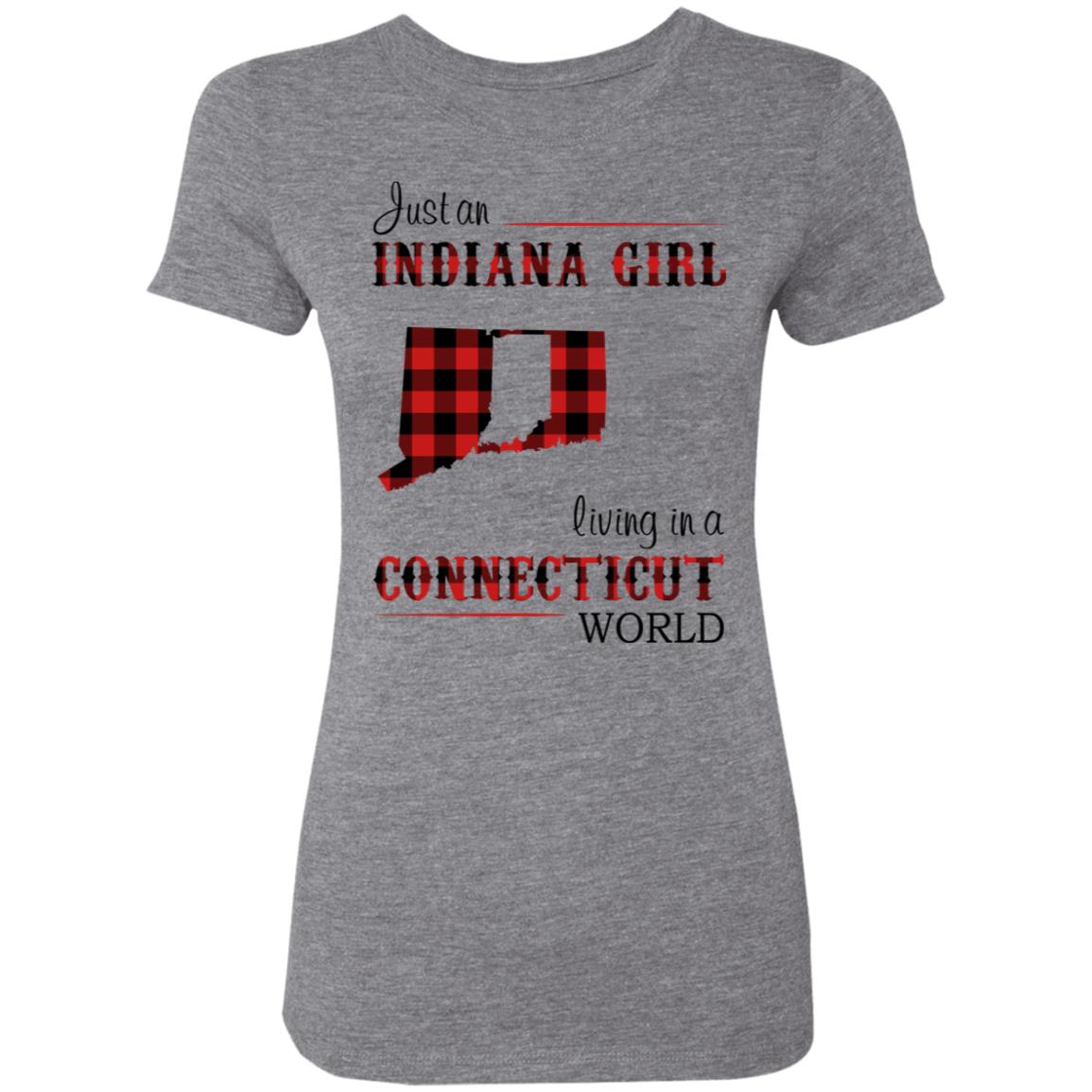 Just An Indiana Girl Living In A Connecticut World T- Shirt - T-shirt Born Live Plaid Red Teezalo