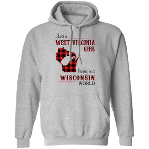 Just A West Virginia Girl Living In A Wisconsin World T Shirt - T-shirt Teezalo
