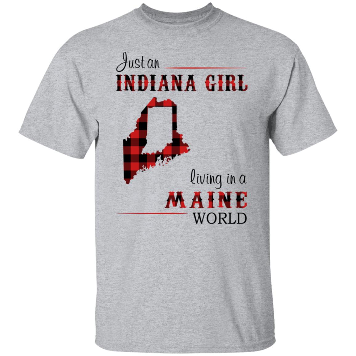 Just An Indiana Girl Living In A Maine World T-Shirt - T-shirt Born Live Plaid Red Teezalo