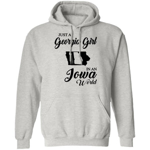 Just A Georgia Girl In An Iowa World T-Shirt - T-Shirt Teezalo