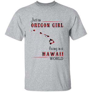 Just An Oregon Girl Living In A Hawaii World T-shirt - T-shirt Born Live Plaid Red Teezalo