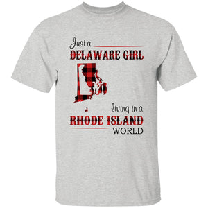 Just A Delaware Girl Living In A Rhode Island Girl T-shirt - T-shirt Born Live Plaid Red Teezalo