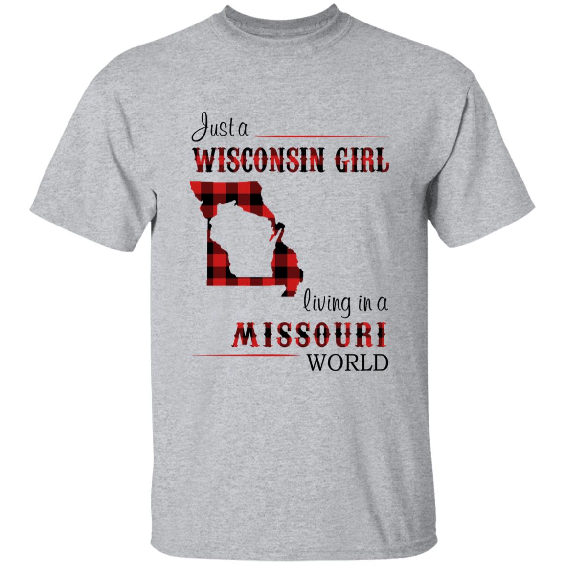 Just A Wisconsin Girl Living In A Missouri World T-shirt - T-shirt Born Live Plaid Red Teezalo