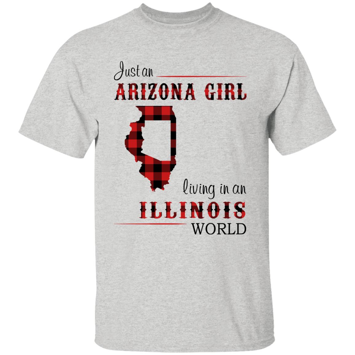 Just An Arizona Girl Living In An Illinois World T-shirt - T-shirt Born Live Plaid Red Teezalo
