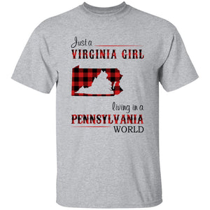 Just A Virginia Girl Living In A Pennsylvania Girl T-shirt - T-shirt Born Live Plaid Red Teezalo