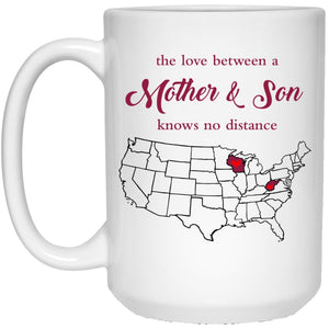West Virginia Wisconsin The Love Between Mother And Son Mug - Mug Teezalo