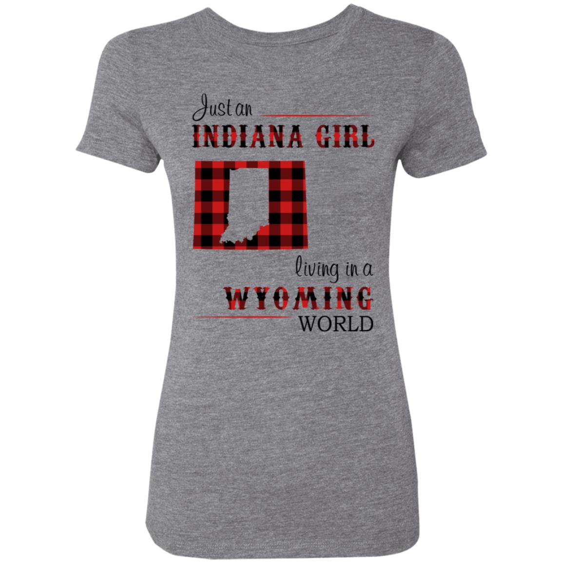 Just An Indiana Girl Living In A Wyoming  World T-Shirt - T-shirt Born Live Plaid Red Teezalo