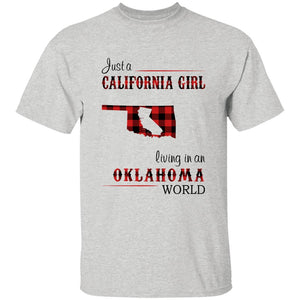 Just A California Girl Living In An Oklahoma World T-Shirt - T-shirt Born Live Plaid Red Teezalo