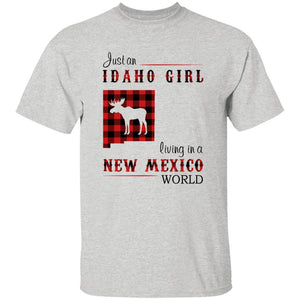 Just An Idaho Girl Living In A New Mexico World T-shirt - T-shirt Born Live Plaid Red Teezalo