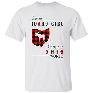 Just An Idaho Girl Living In An Ohio World T-shirt - T-shirt Born Live Plaid Red Teezalo
