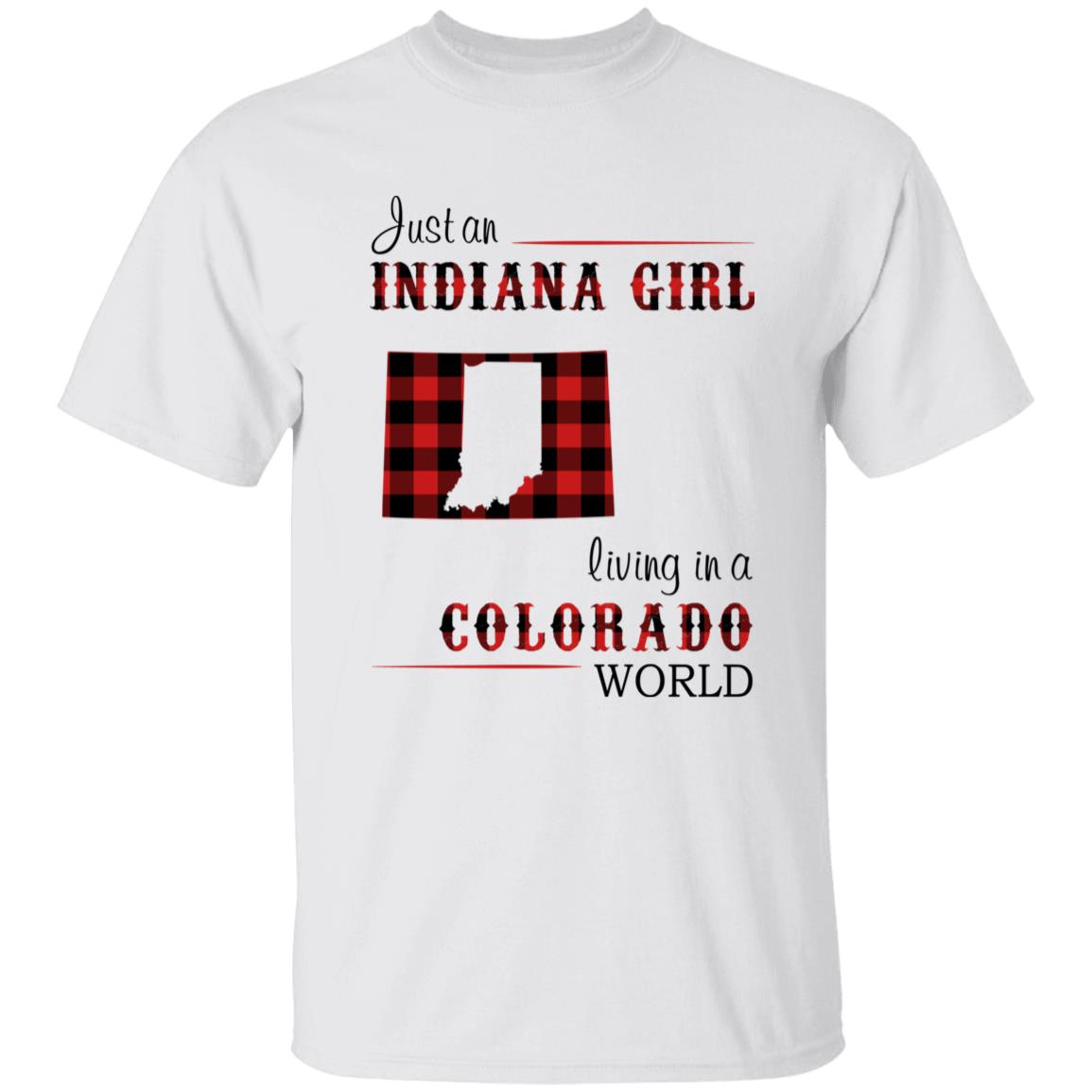 Just An Indiana Girl Living In A Colorado World T-shirt - T-shirt Born Live Plaid Red Teezalo