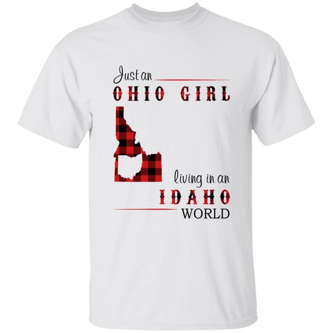 Just An Ohio Girl Living In An Idaho World T-shirt - T-shirt Born Live Plaid Red Teezalo