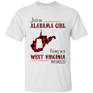 Just An Alabama Girl Living In A West Virginia World T-shirt - T-shirt Born Live Plaid Red Teezalo