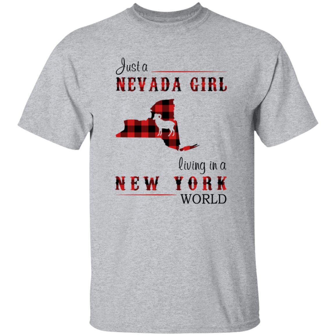 Just A Nevada Girl Living In A New York World T-shirt - T-shirt Born Live Plaid Red Teezalo
