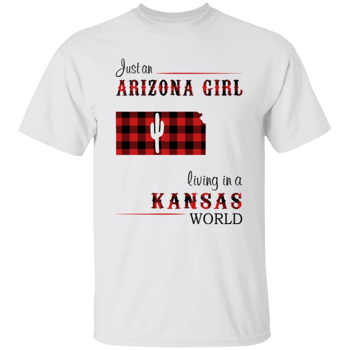 Just An Arizona Girl Living In A Kansas World T-shirt - T-shirt Born Live Plaid Red Teezalo