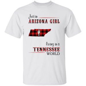 Just An Arizona Girl Living In A Tennessee World T-shirt - T-shirt Born Live Plaid Red Teezalo