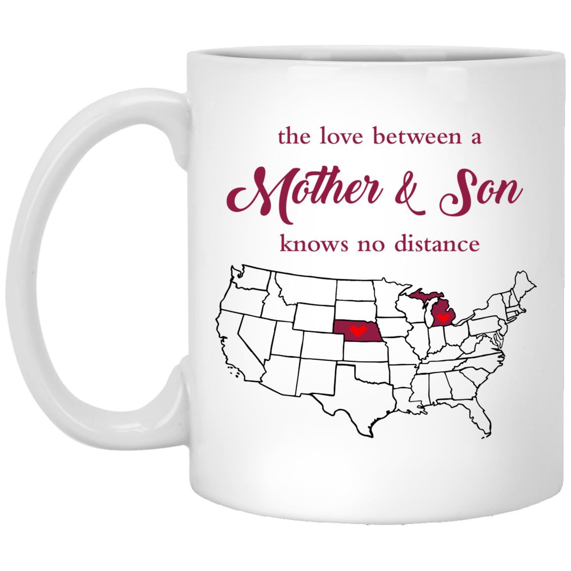 Michigan Nebraska The Love Between Mother And Son Mug - Mug Teezalo