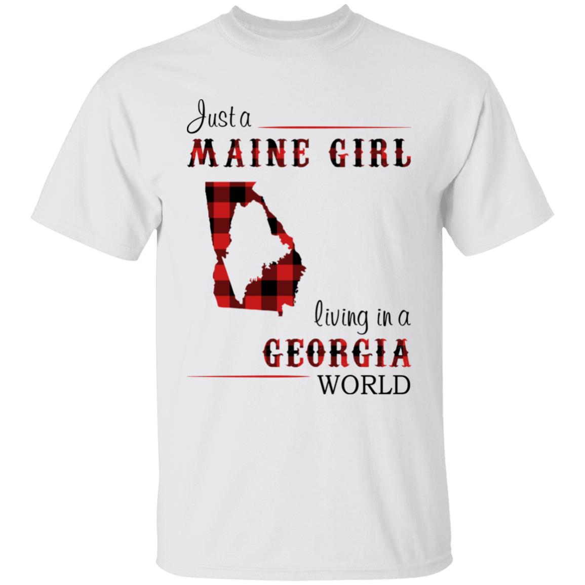 Just A Maine Girl Living In A Georgia World T-shirt - T-shirt Born Live Plaid Red Teezalo
