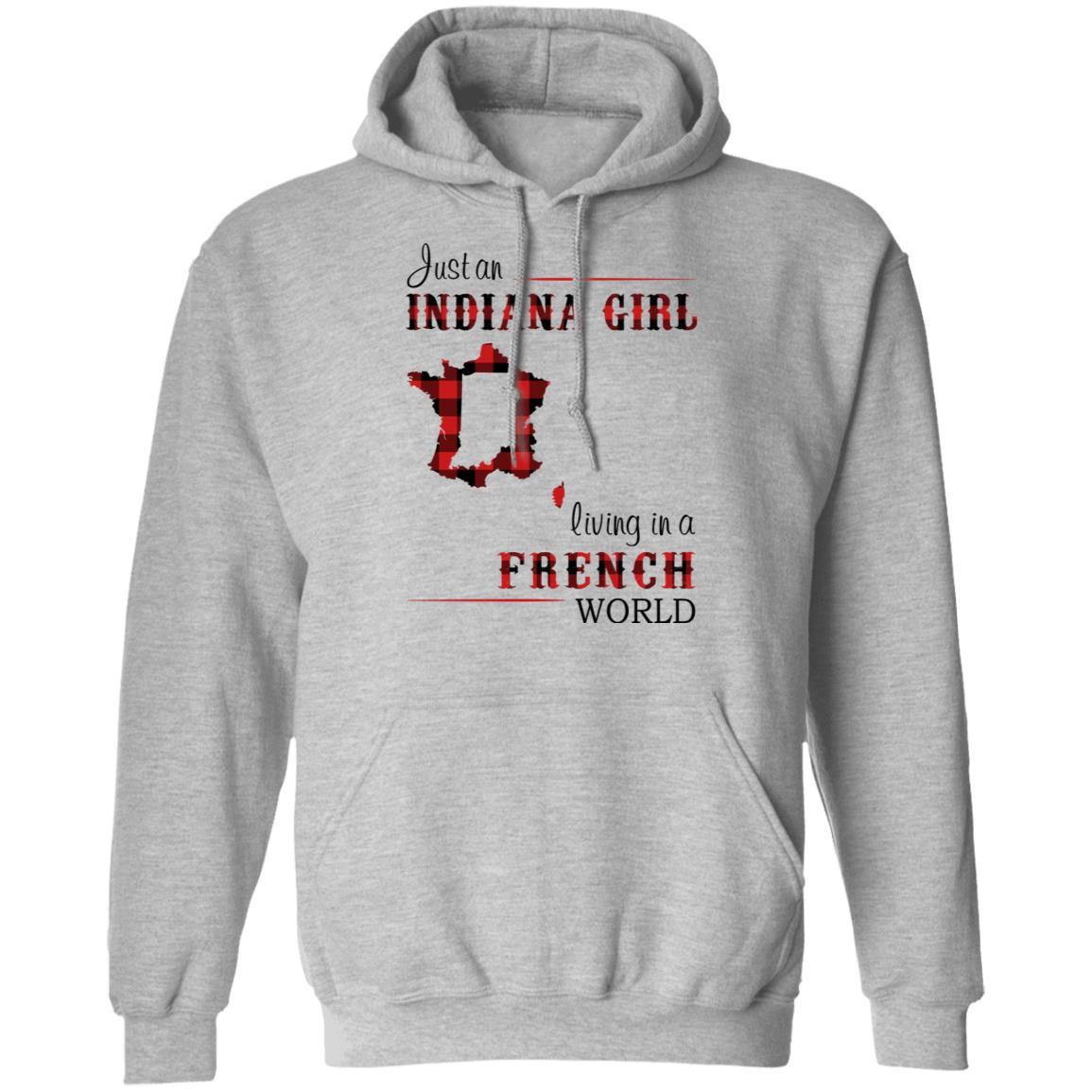 Just An Indiana Girl Living In A French World T- Shirt - T-shirt Born Live Plaid Red Teezalo
