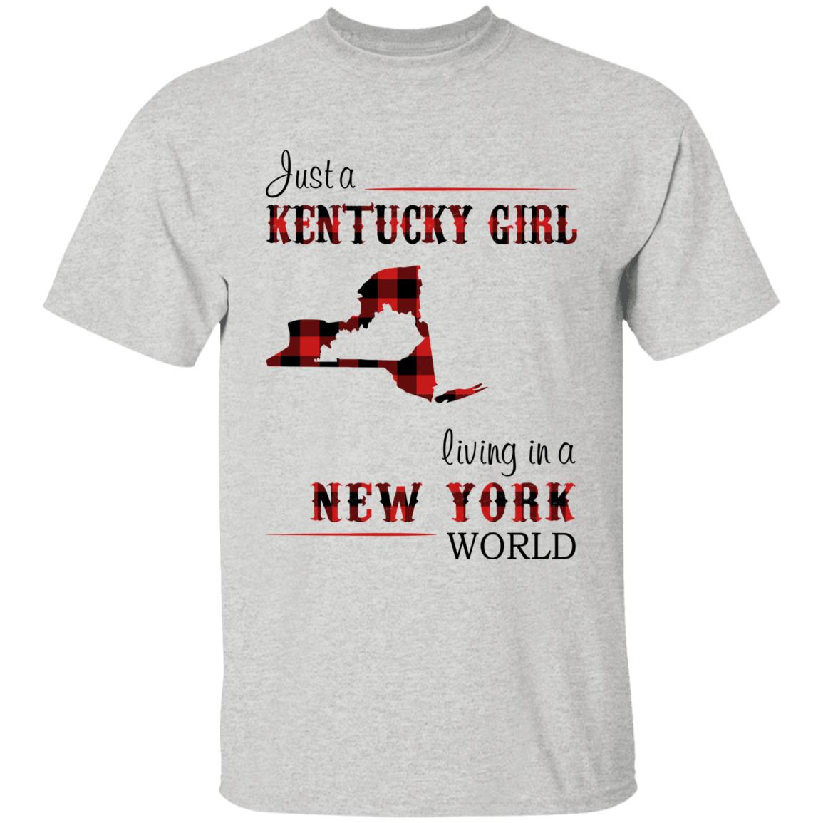 Just A Kentucky  Girl Living In A New York World T-shirt - T-shirt Born Live Plaid Red Teezalo
