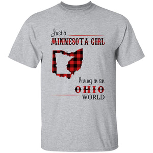 Just A Minnesota Girl Living In An Ohio World T-shirt - T-shirt Born Live Plaid Red Teezalo