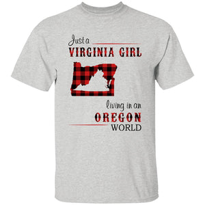 Just A Virginia Girl Living In An Oregon World T-shirt - T-shirt Born Live Plaid Red Teezalo
