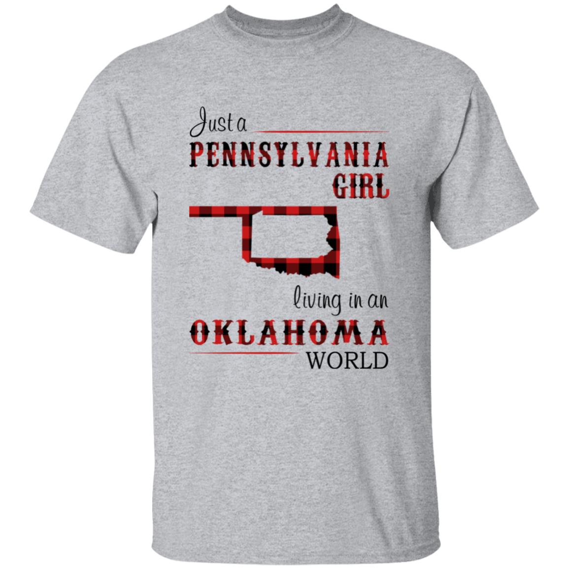 Just A Pennsylvania Girl Living In An Oklahoma World T-shirt - T-shirt Born Live Plaid Red Teezalo