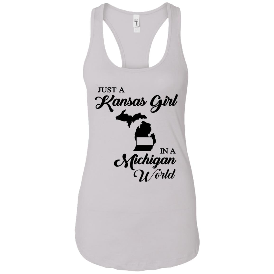 Just A Kansas Girl In A Michigan World T Shirt - T-shirt Teezalo