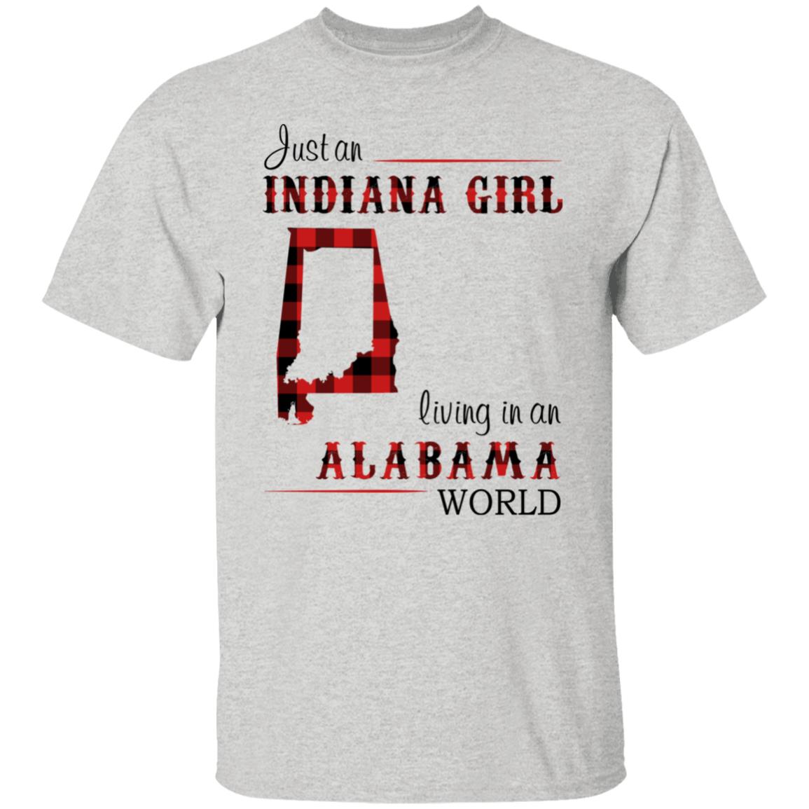 Just An Indiana Girl Living In An Alabama World T-Shirt - T-shirt Born Live Plaid Red Teezalo