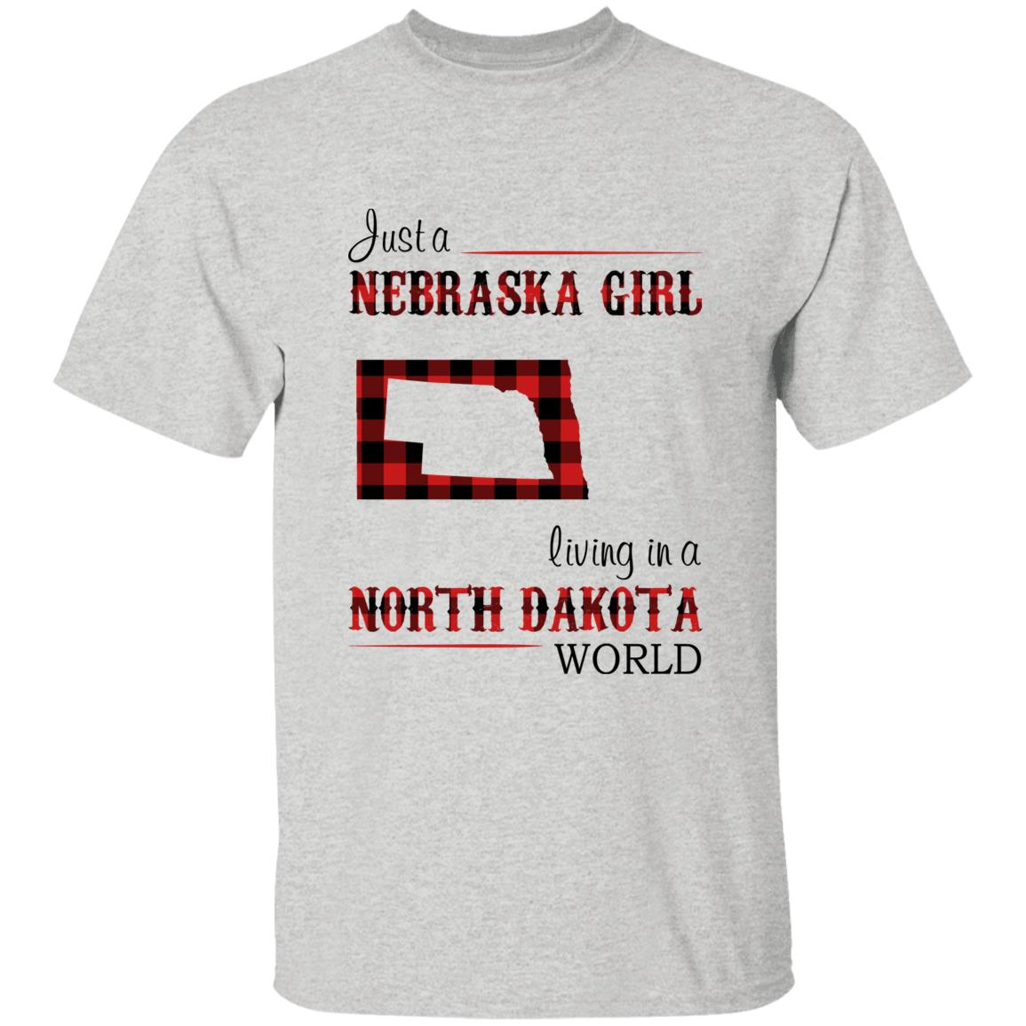 Just A Nebraska Girl Living In A North Dakota World T-shirt - T-shirt Born Live Plaid Red Teezalo