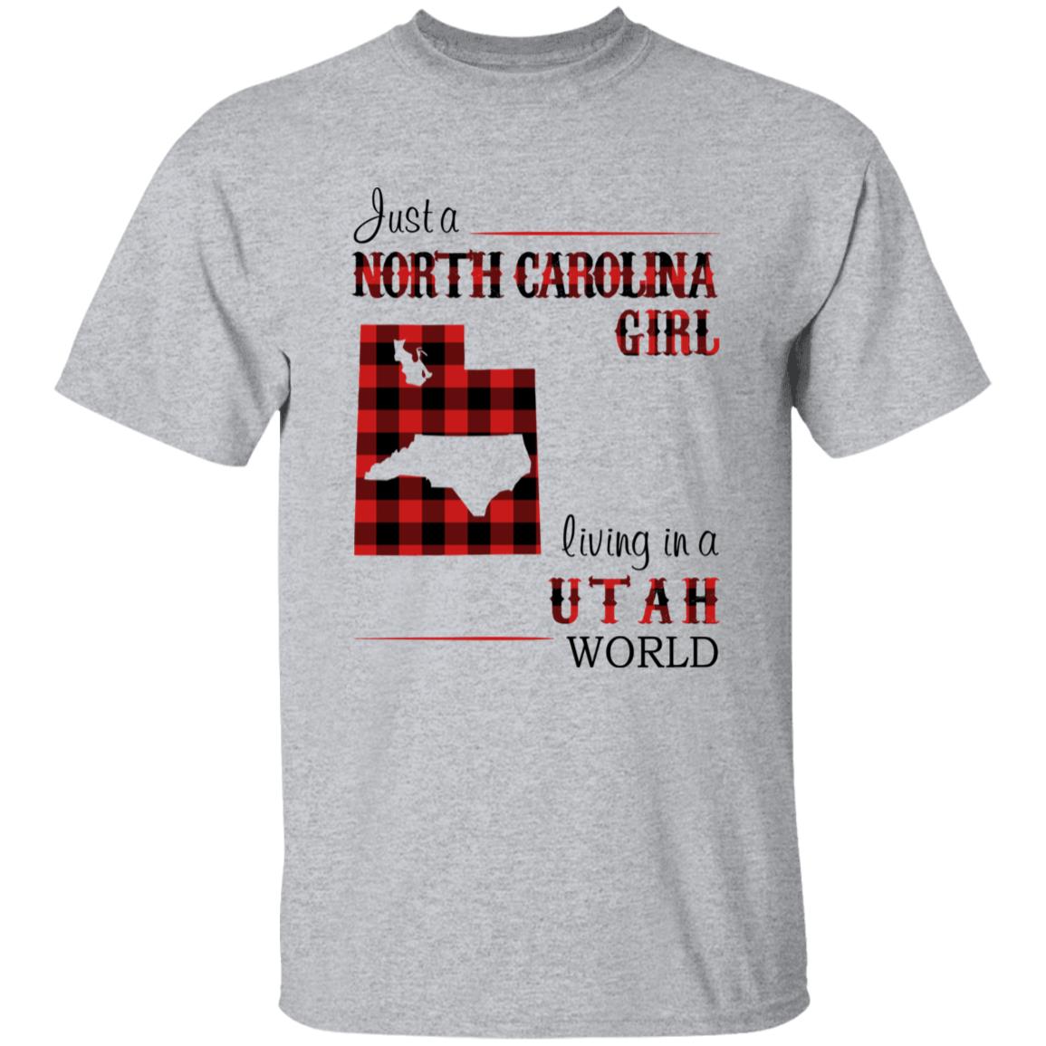 Just A North Carolina Girl Living In A Utah World T-shirt - T-shirt Born Live Plaid Red Teezalo